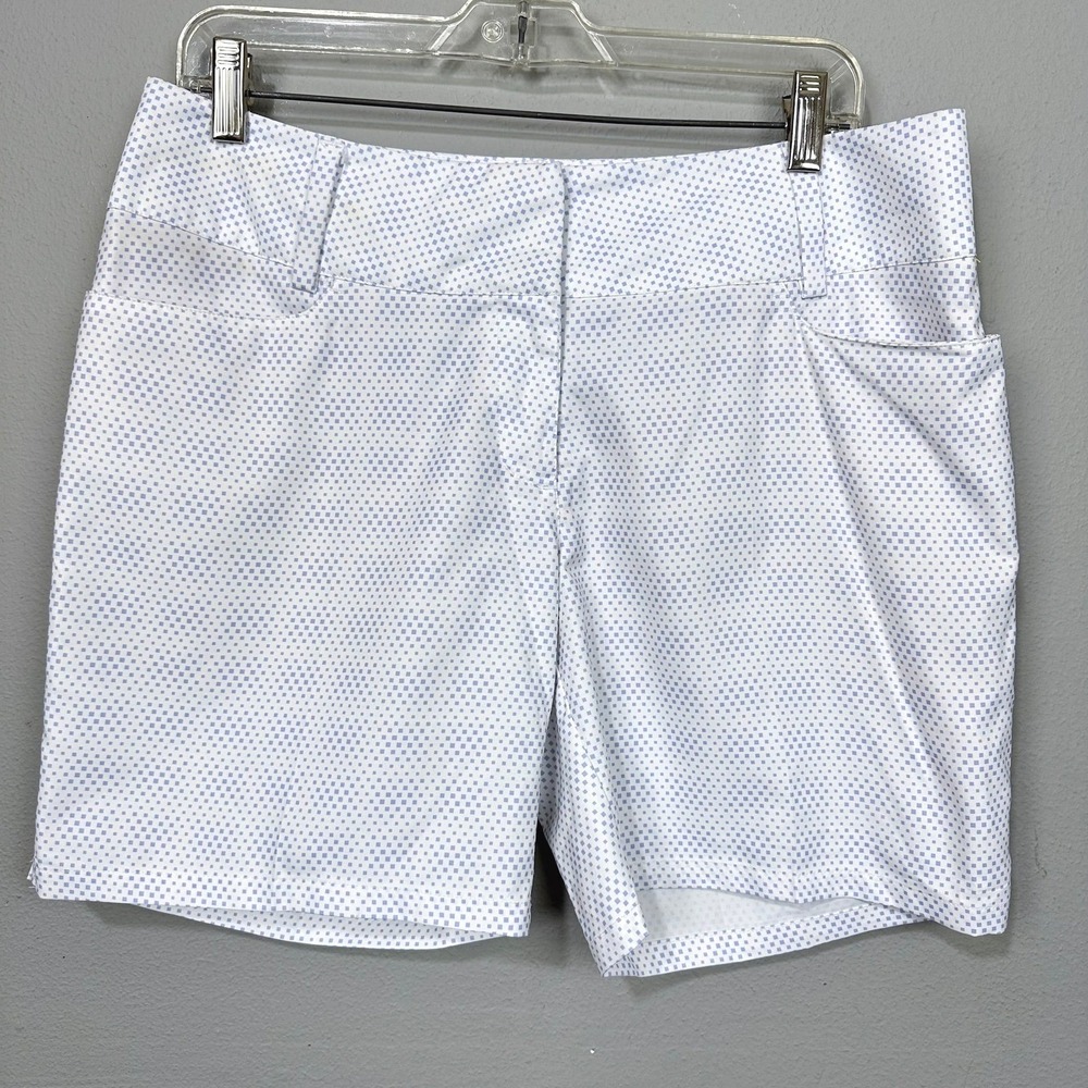 Adidas Golf Shorts Womens Size 8 Purple White Climalite Geometric Print Athletic